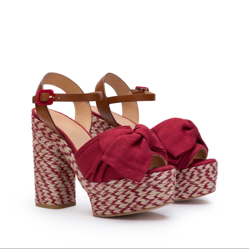 Castaner Adonis Jute Bow Red Heel Espadrilles